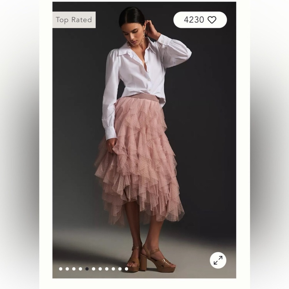 SOLD OUT! The Chéri Ruffled Tulle Midi Skirt by Anthropologie XXSP! Color: ROSE